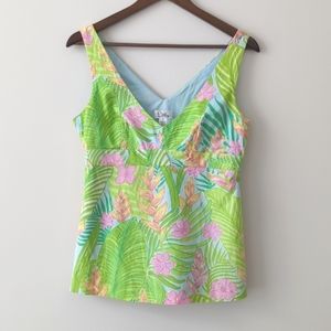 Vintage 90s Lily Pulitzer Tropical Floral Botanical Print Tank Top Blouse